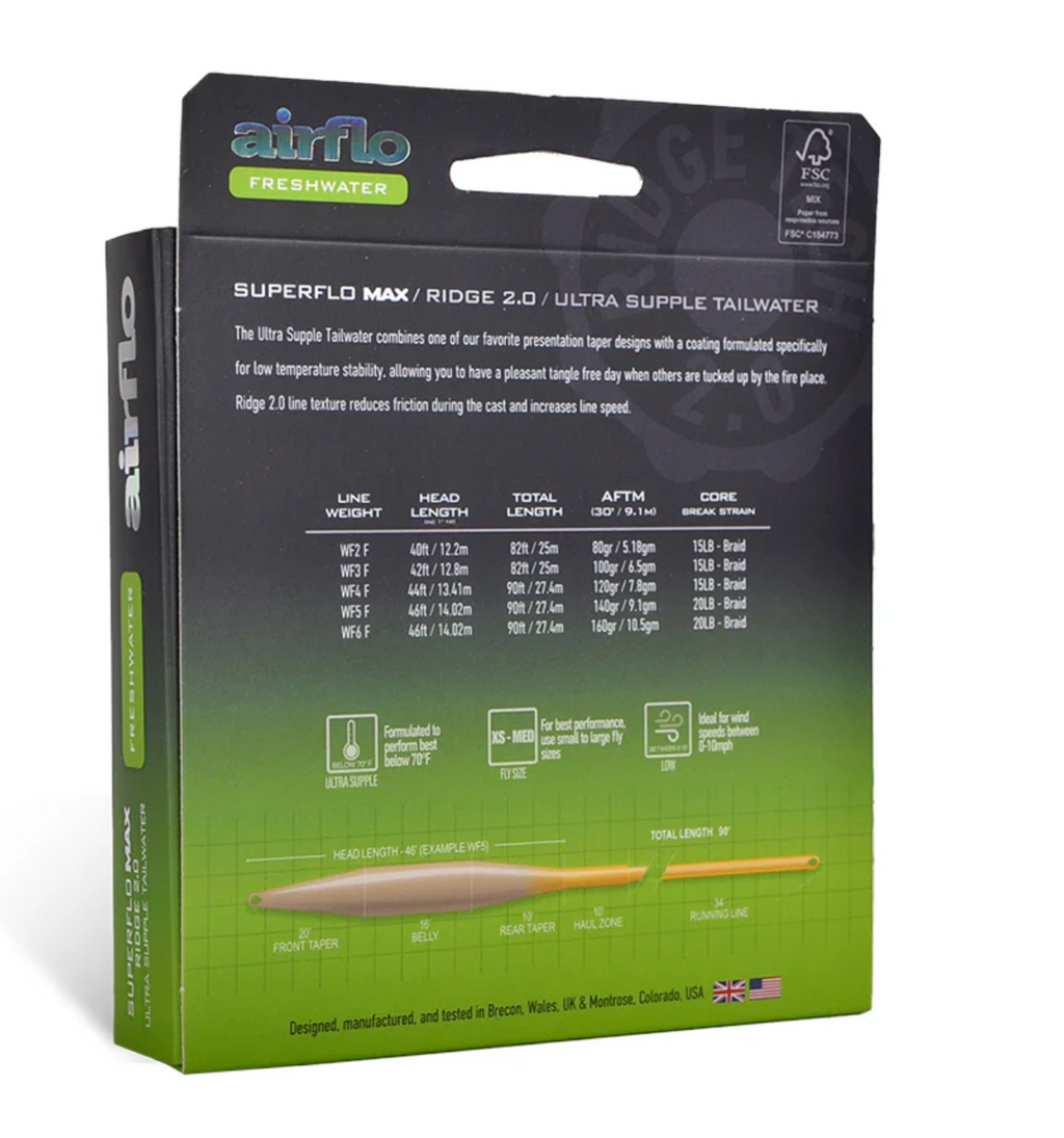 Airflo SUPERFLO MAX RIDGE 2.0 - ULTRA SUPPLE - TAILWATER TAPER Lines