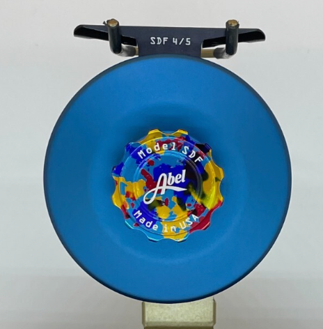 Abel SDF 4/5 Satin Blue (Retro Caribbean Knob, Plat Handle) Reel