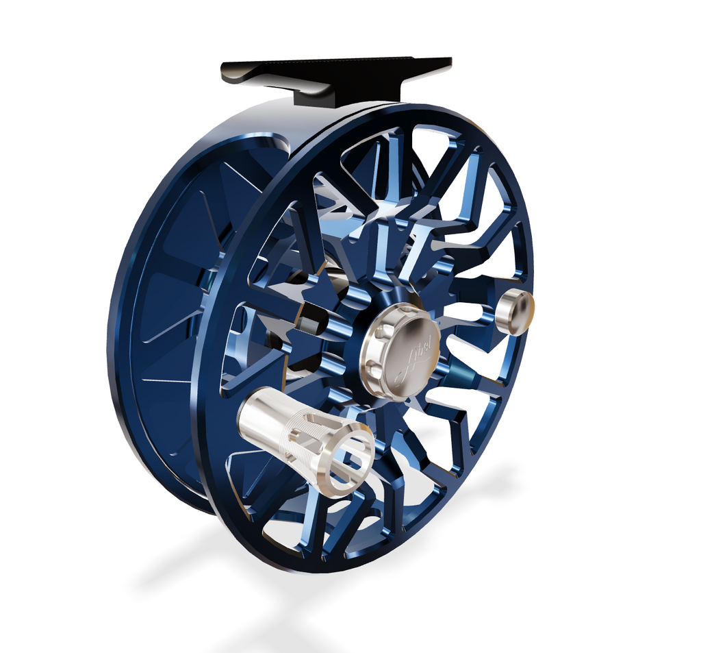Abel SDS 7/8 Solid Deep Blue (Plat knob, Plat Handle) Reel (Underwood Tailing Bones Engraving)