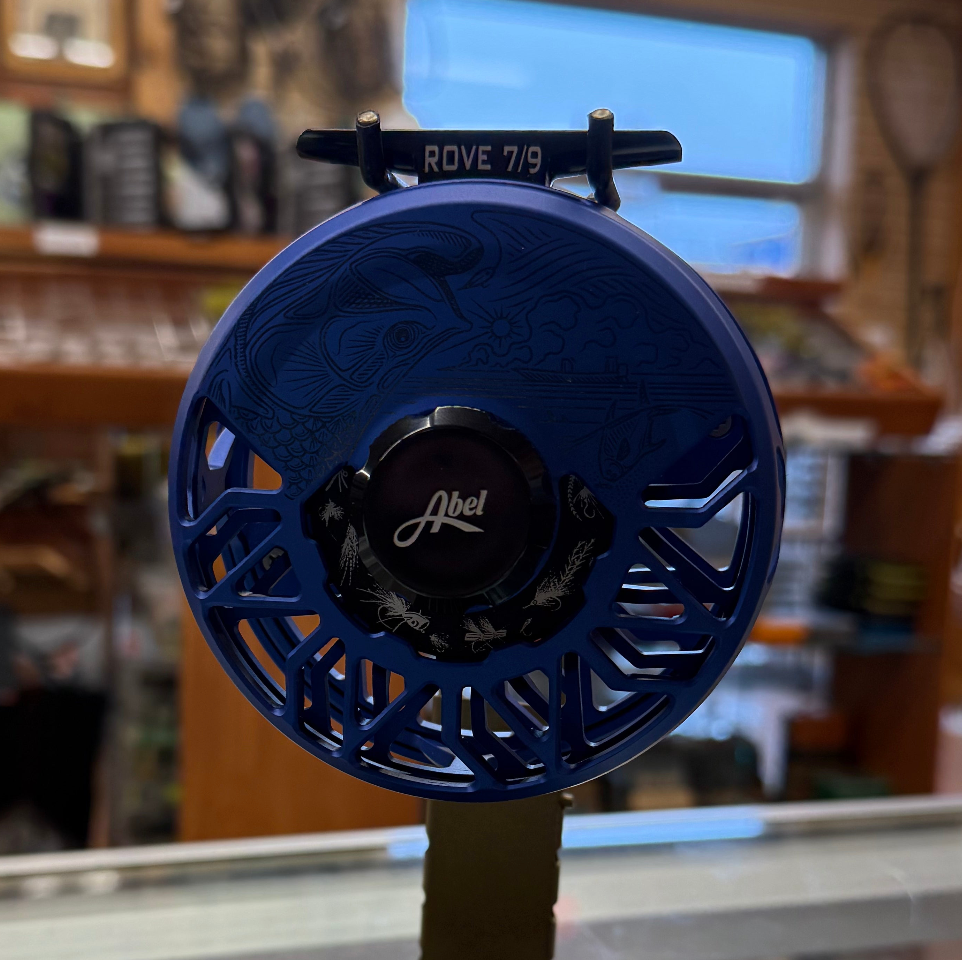 Abel Rove 7/9 Satin Blue (Black knob, Black Handle) Tarpon engraving Reel