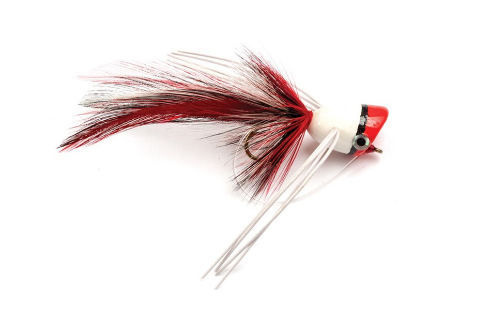Fullingmill Bass popper red/white sz 1/0